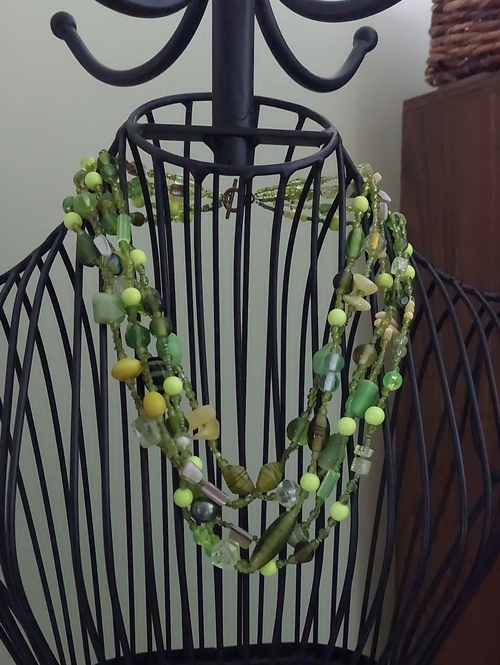 Green Multi-Strand Beaded Necklace - Women Jewelry